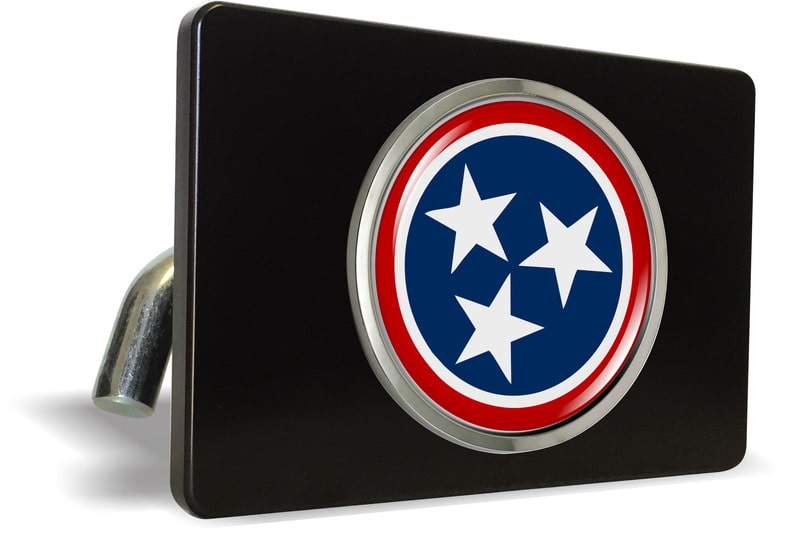 Tennessee State Flag - Tow Hitch Cover with Chrome Emblem